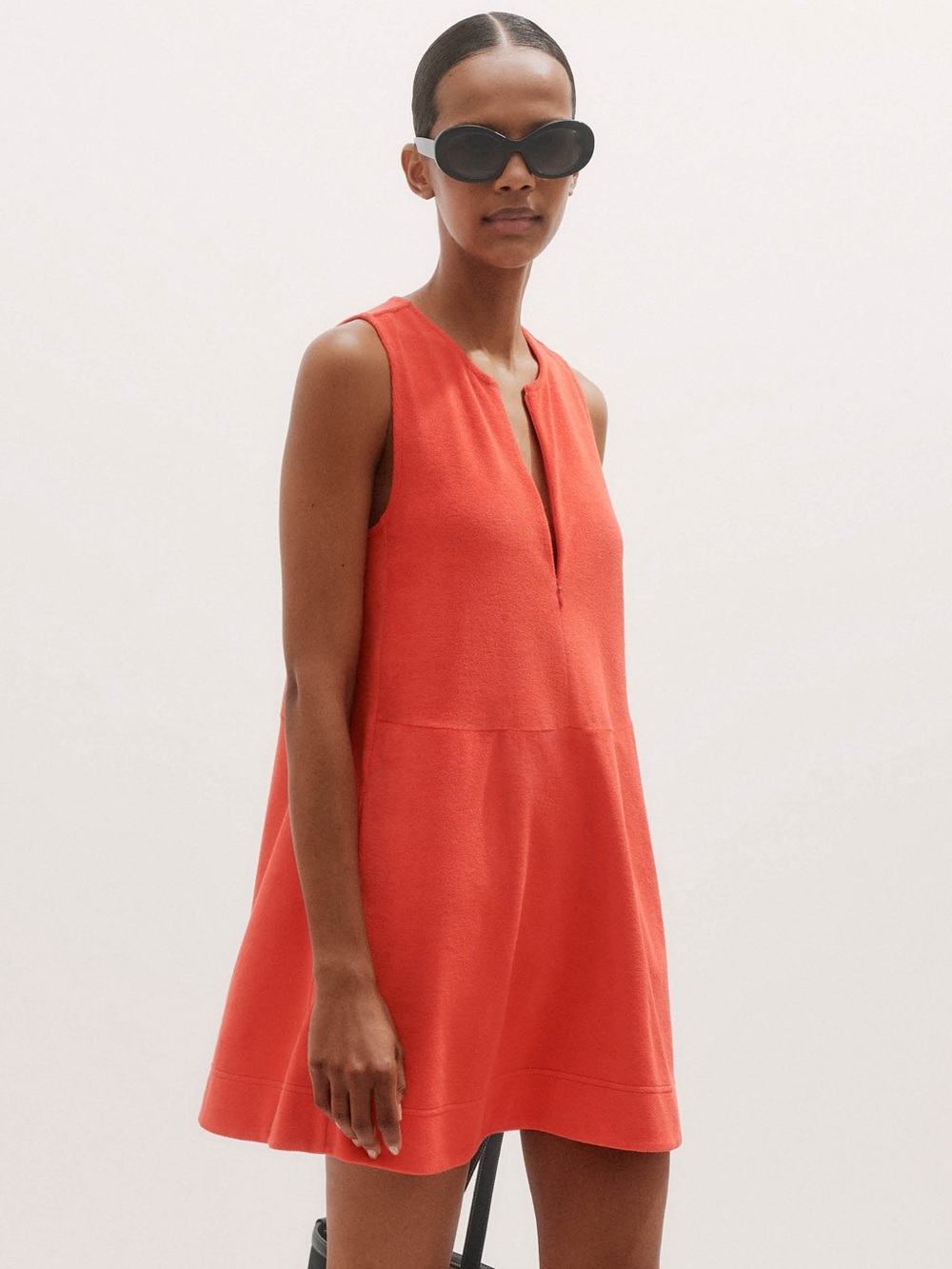 NWT ME +EM Towelling Tiered Short Dress in Orange